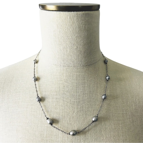 💎 HONORA Vintage Cultured Freshwater Storm Grey Pearl Necklace - Picture 3 of 6